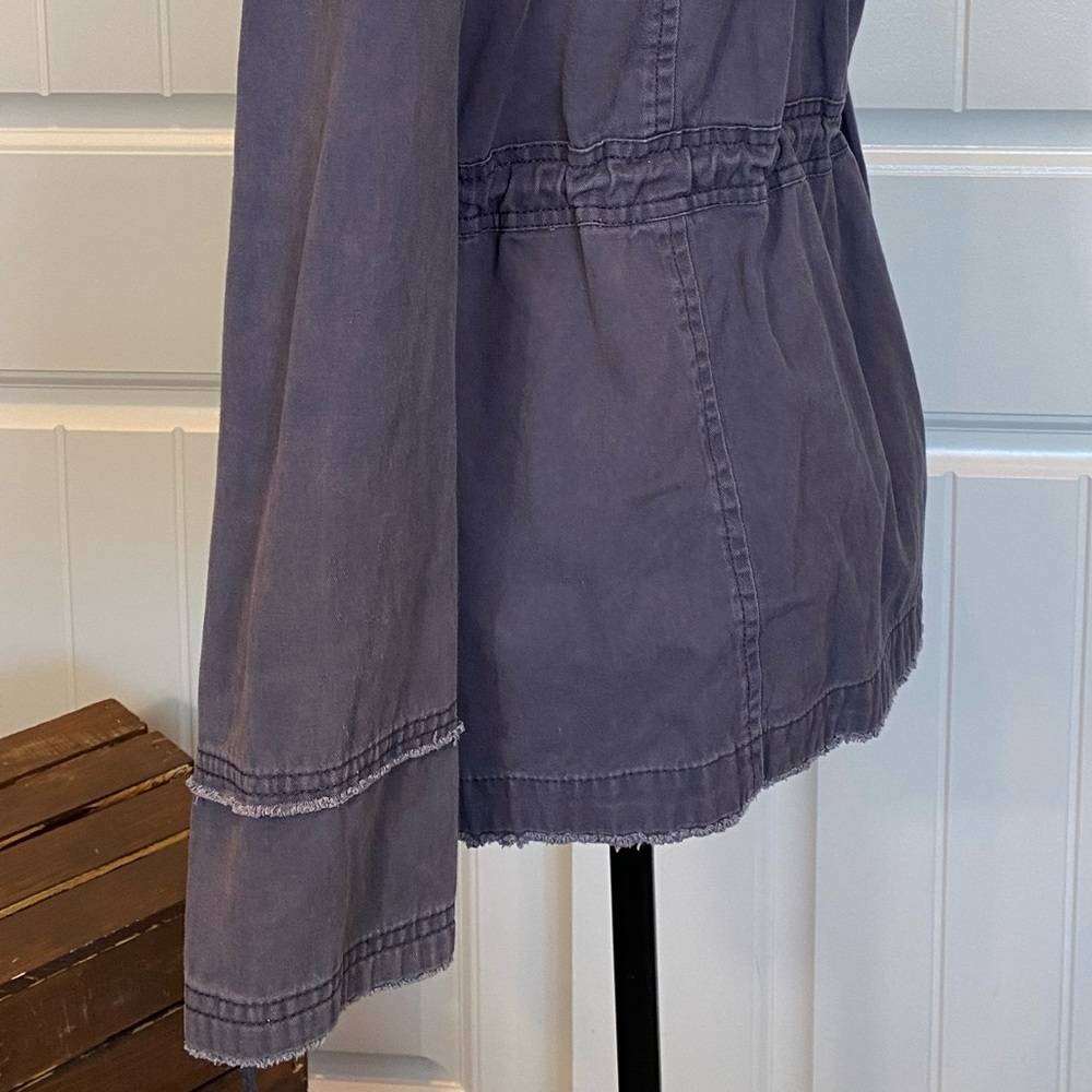 Miss London Faded Distressed Blue Drawstring Patched Jacket - Picture 9 of 15